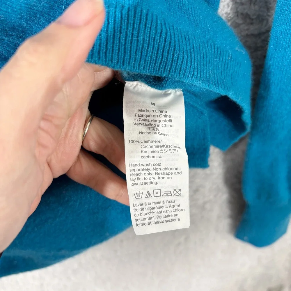 J. Crew Cashmere Slim Fit Crewneck Sweater Womens Size M Bright Blue Teal‎